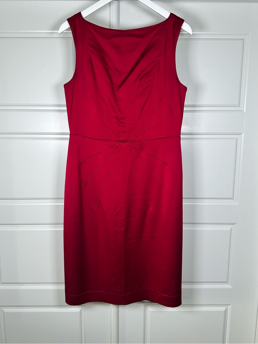 Tall Banana Republic Sleeveless Red Sheath Dress - Elegant Knot Waist Size 8T
